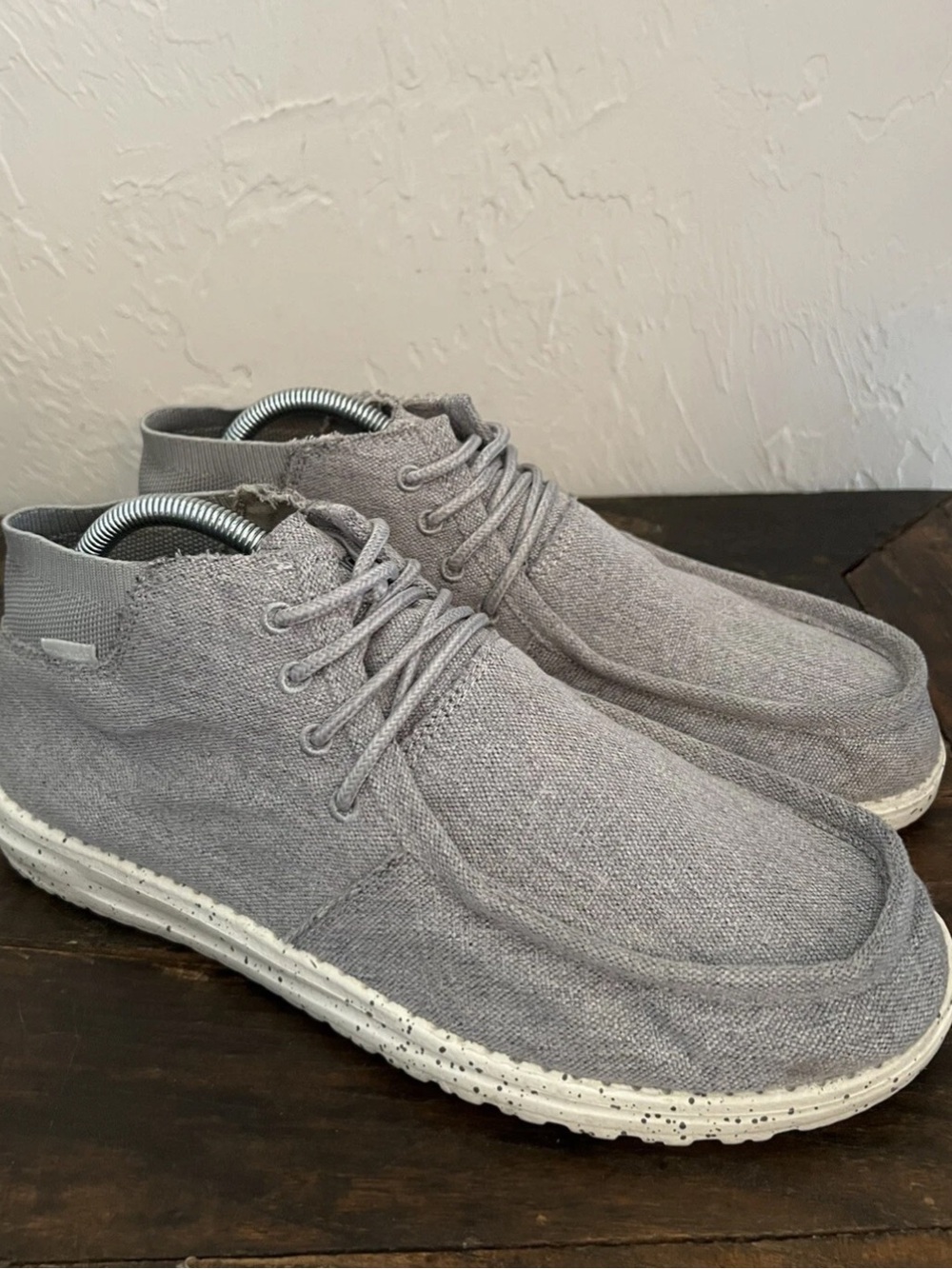 Hey Dude Light Grey Knit Loafers - Casual Slip-On Sneakers
